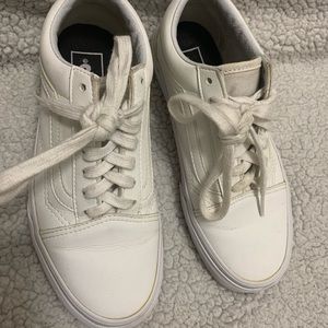 White Leather Vans Size 5